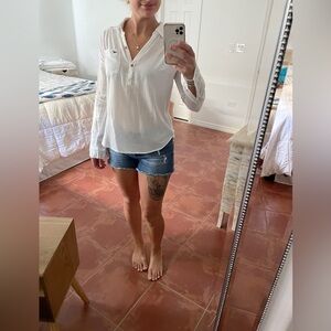 Hollister White Long Sleeve Blouse